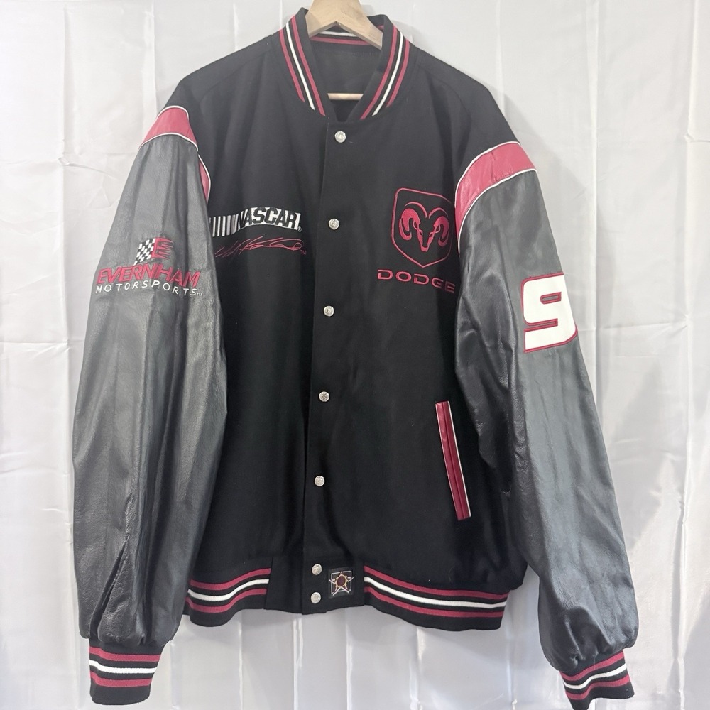 Vtg Kasey Kahne #9 Dodge Leather Wool Race Jacket Coat‎ 3XL Evernham Nascar